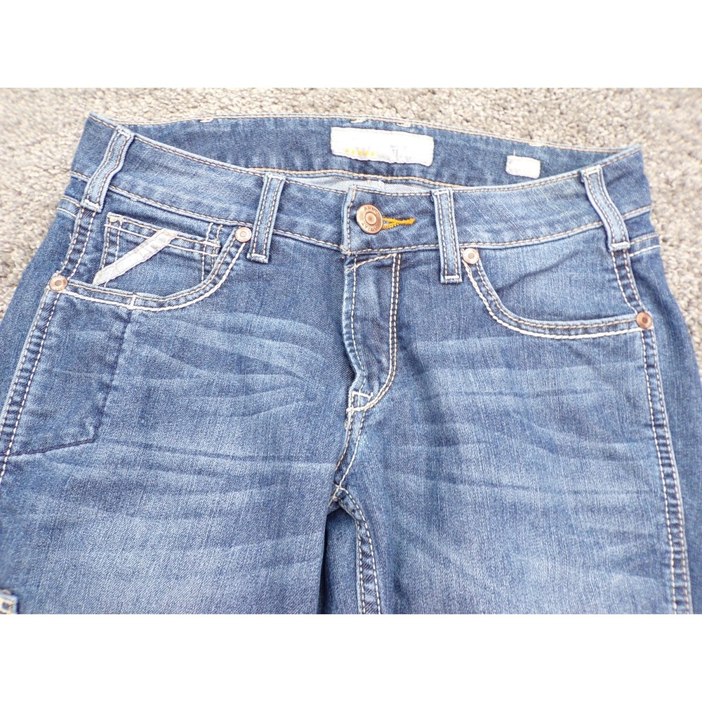 Ariat Rebar Mid Rise Straight Jean Womens Sz 27L Blue Cargo Pockets Pants - Picture 2 of 16